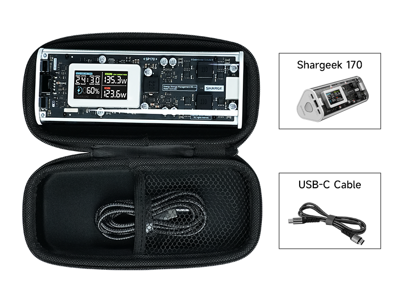 Shargeek/Sharge Carry Bag Travel protective Hard Case for Sharge 170 Power Bank, Black (Case Only)
