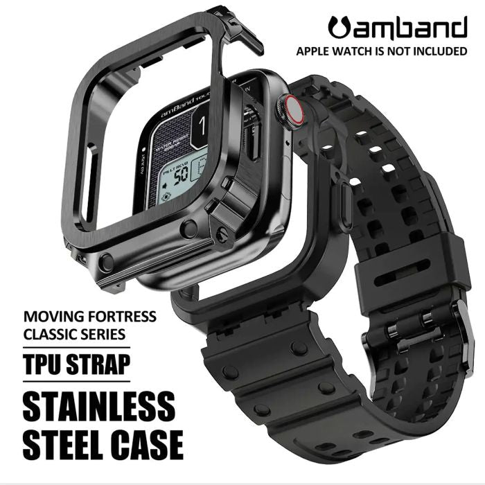 Shop and buy amBand Moving Fortress - Classic Series Stainless Steel Case TPU Band for Apple Watch Series 9/8/7| Casefactorie® online with great deals and sales prices with fast and safe shipping. Casefactorie is the largest Singapore official authorised retailer for the largest collection of mobile premium accessories.