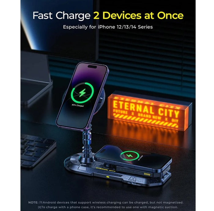 Shop and buy AOHI 20W Future Eternal City 2-in-1 Magnetic Wireless Charging Station with Lightweight 5000mAh Magnetic Power Bank| Casefactorie® online with great deals and sales prices with fast and safe shipping. Casefactorie is the largest Singapore official authorised retailer for the largest collection of mobile premium accessories.