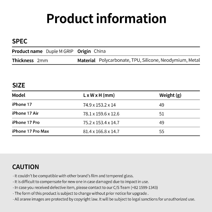 Araree Duple M Grip Case for iPhone 17 (2025)