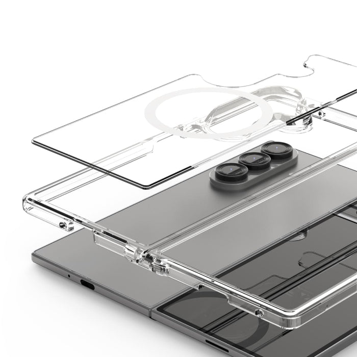 Clear Araree Duple M Magnetic Case for Samsung Galaxy Z Fold 7 (2025) showing additional layer on a white background