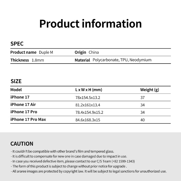Araree Duple M Magnetic Case for iPhone 17 Pro Max (2025)