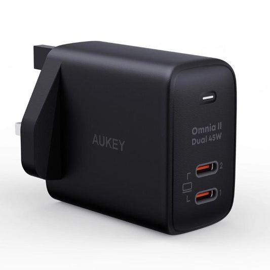 Shop and buy Aukey PA-B4T Omnia II Duo 45W Dual-Port PD Wall Charger with GaNFast Tech PPS Dynamic Detect| Casefactorie® online with great deals and sales prices with fast and safe shipping. Casefactorie is the largest Singapore official authorised retailer for the largest collection of mobile premium accessories.