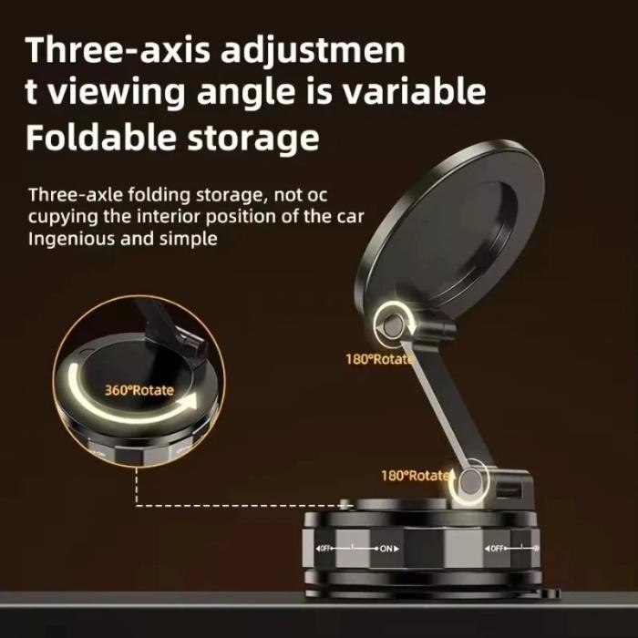 Casefactorie Vacuum Suction Magnetic 360° Rotatable Foldable Car Phone Holder