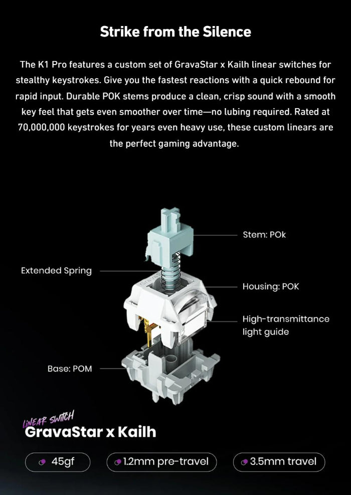 GravaStar Mercury K1 Pro 75% Wireless Mechanical Gaming Keyboard Special Edition