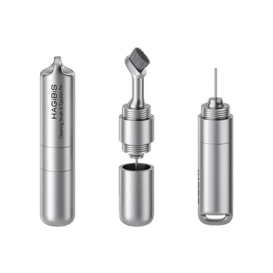 Silver HAGIBIS Cleaning Pen with SIM Card Ejector on a white background