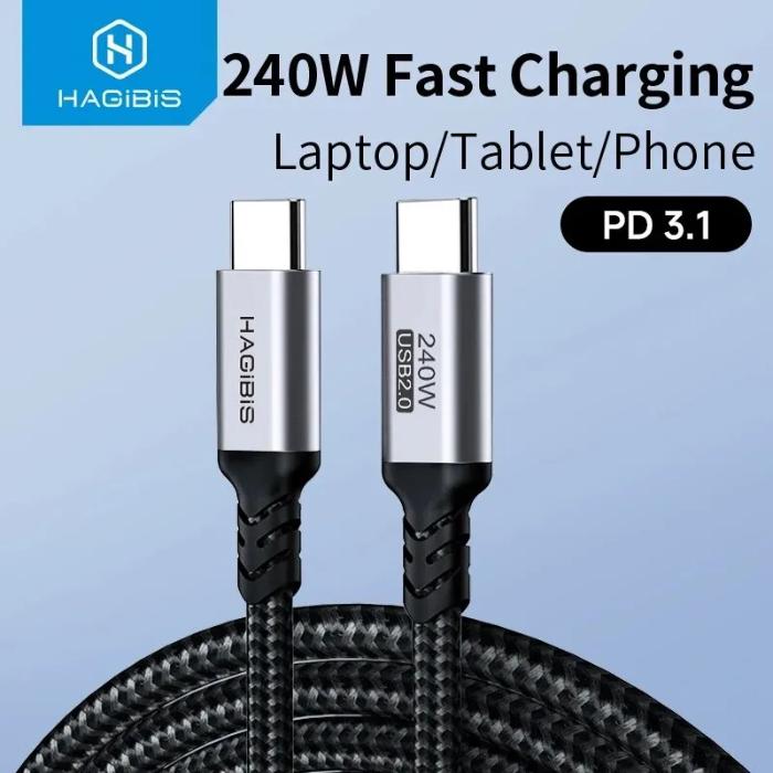 Shop and buy HAGIBIS UC2 240W USB2.0 Type-C Fast Charging Cable High Transfer Speed Built-in E-marker Chip Nylon Braided Cable| Casefactorie® online with great deals and sales prices with fast and safe shipping. Casefactorie is the largest Singapore official authorised retailer for the largest collection of mobile premium accessories.