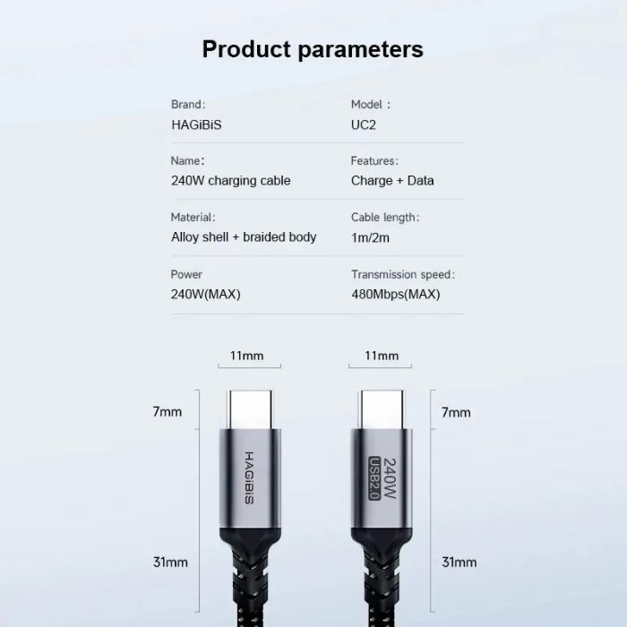 Shop and buy HAGIBIS UC2 240W USB2.0 Type-C Fast Charging Cable High Transfer Speed Built-in E-marker Chip Nylon Braided Cable| Casefactorie® online with great deals and sales prices with fast and safe shipping. Casefactorie is the largest Singapore official authorised retailer for the largest collection of mobile premium accessories.