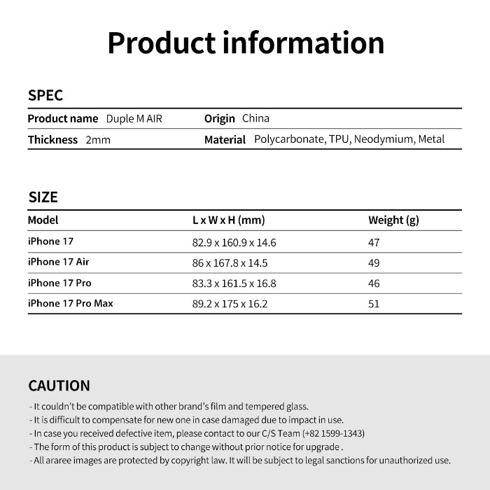 Araree Duple M Air Case for iPhone 17 Pro Max (2025)