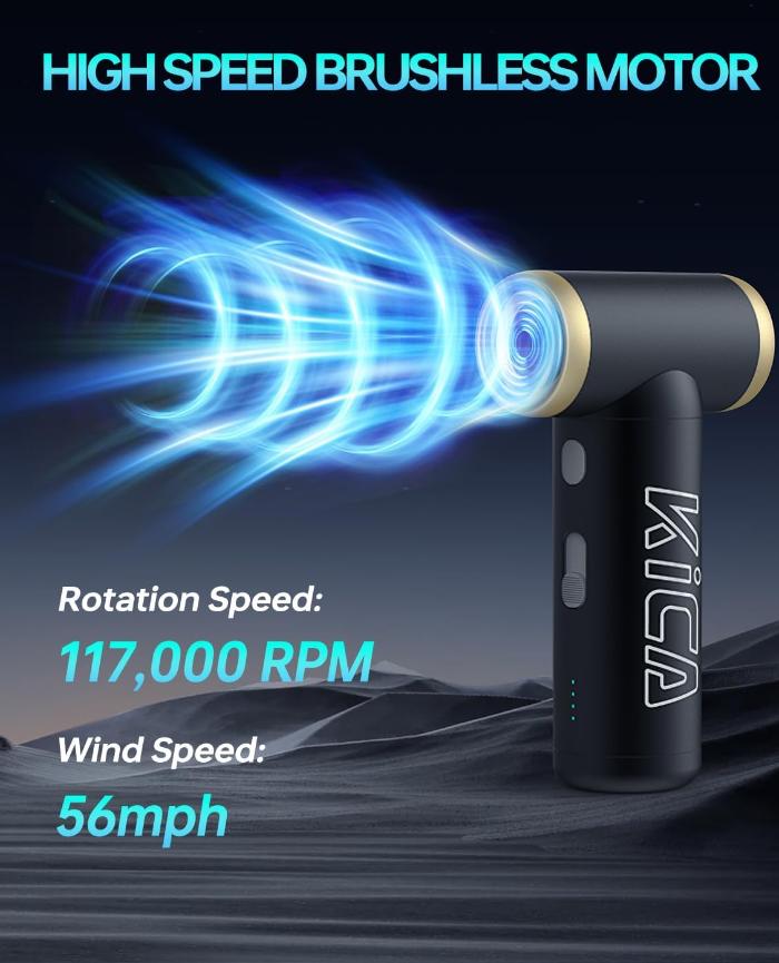 KiCA Turbo Boost & Portable Jet Fan 2S with 117,000 RPM Wind Speed