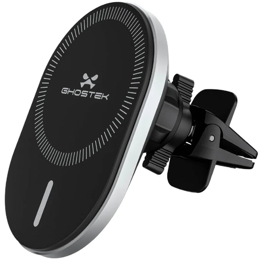 Black Ghostek NRGmount 15W Magnetic Car Charging Mount (2nd Gen) on a white background