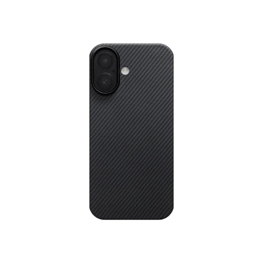 Black Gray PITAKA Ultra-Slim Case for iPhone 17 6.3" (2025) with PitaTap on a white background