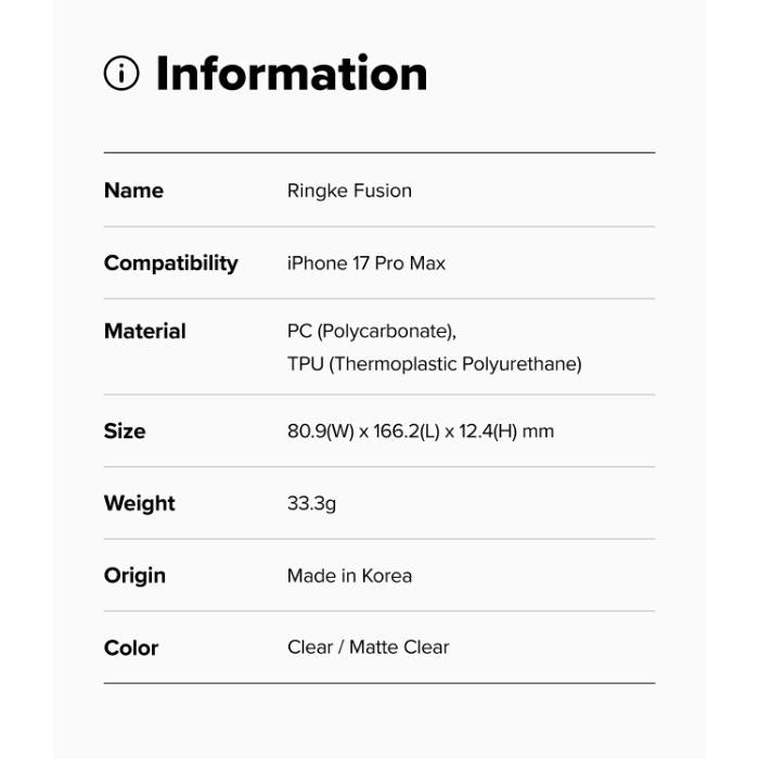 RINGKE Fusion Case for iPhone 17 Pro Max 6.9" (2025)