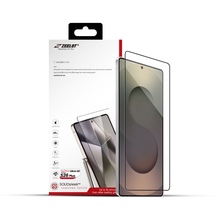 ZEELOT SOLIDsleek V2 2.5D Tempered Glass for Samsung Galaxy S26 Plus (2026) with EasyFit Installation Kit