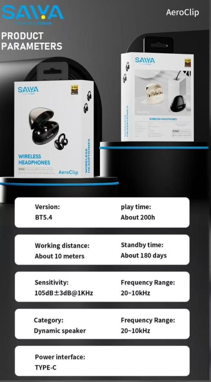 SAIYA AeroClip Open Wireless Bluetooth Headphones