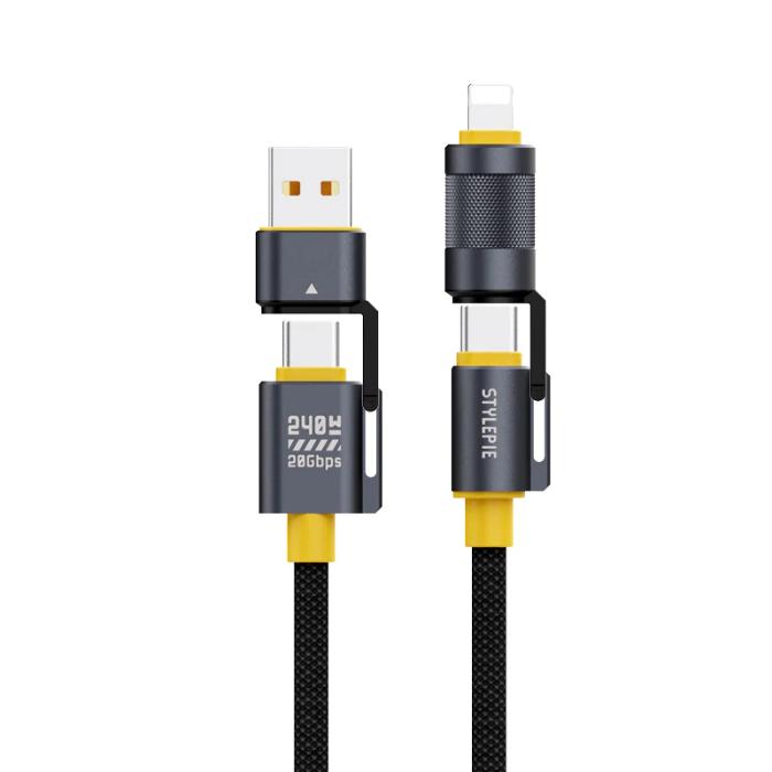 Shop and buy Stylepie 4-in-1 PD/QC Fast Charging Cable 240W USB4 Gen2 20Gbps PD3.1 USB-C USB-A LlGHT-NlNG Braided Nylon Cable| Casefactorie® online with great deals and sales prices with fast and safe shipping. Casefactorie is the largest Singapore official authorised retailer for the largest collection of mobile premium accessories.