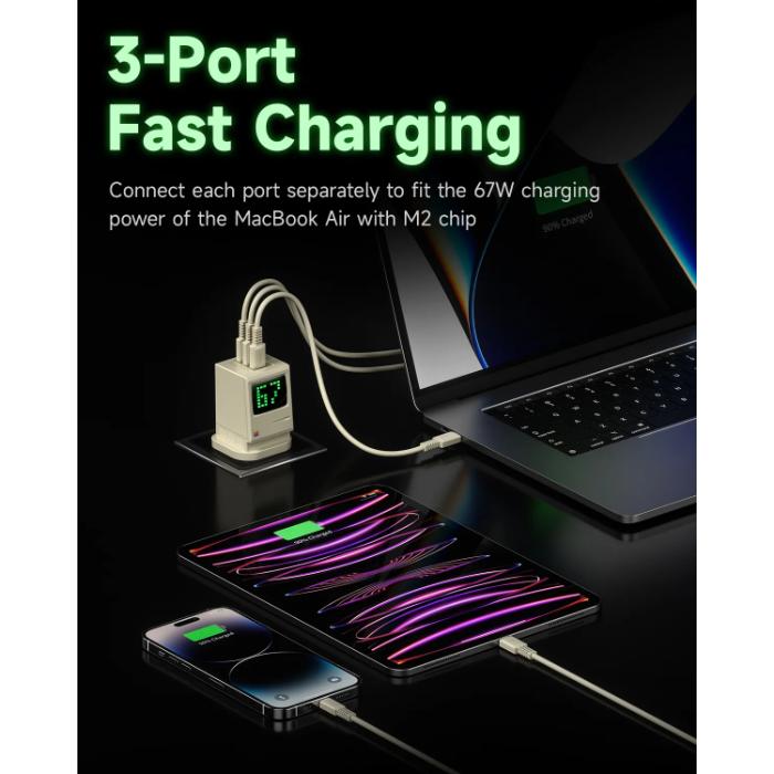 Shop and buy Shargeek Retro 67W GaN Charger 3-Ports USB-C Fast Charging Travel Adapter w/ Smart LED Display| Casefactorie® online with great deals and sales prices with fast and safe shipping. Casefactorie is the largest Singapore official authorised retailer for the largest collection of mobile premium accessories.
