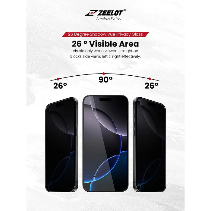 ZEELOT SOLIDsleek V2 (2.5D+) Tempered Glass Screen Protector for iPhone 17 Pro 6.3" (2025) with EasyFit Installation Kit