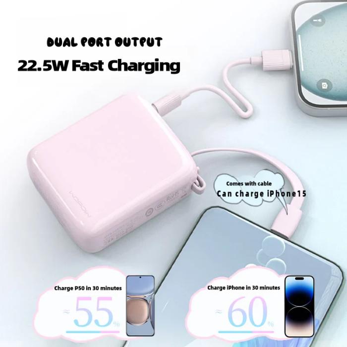 Shop and buy WOPOW SQ57 Sugar Cube Series 10000mAh Portable Powerbank with Built-in Cable 22.5W Fast Charging| Casefactorie® online with great deals and sales prices with fast and safe shipping. Casefactorie is the largest Singapore official authorised retailer for the largest collection of mobile premium accessories.