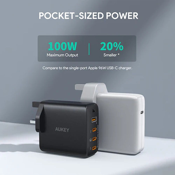 Shop and buy Aukey PA-B7S Omnia ll 100W 4-Port PD Wall Charger with GaN Power Technology High-Speed Charging| Casefactorie® online with great deals and sales prices with fast and safe shipping. Casefactorie is the largest Singapore official authorised retailer for the largest collection of mobile premium accessories.