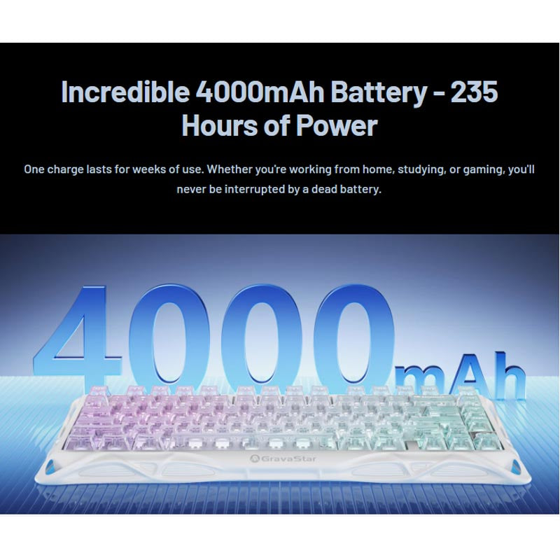GravaStar Mercury K1 Lite 75% Wireless Mechanical Gaming Keyboard, Crystal Aurora