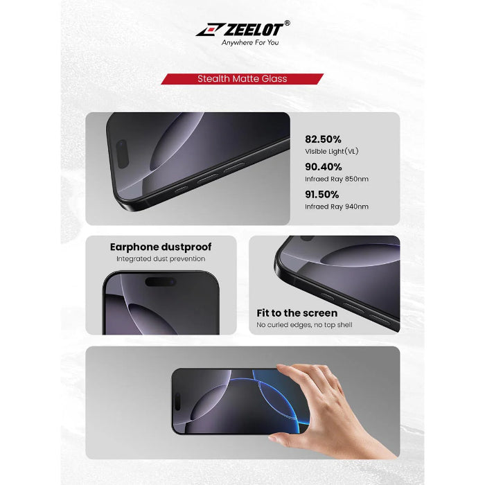 ZEELOT SOLIDsleek V2 (2.5D+) Tempered Glass Screen Protector for iPhone 17 Pro 6.3" (2025) with EasyFit Installation Kit