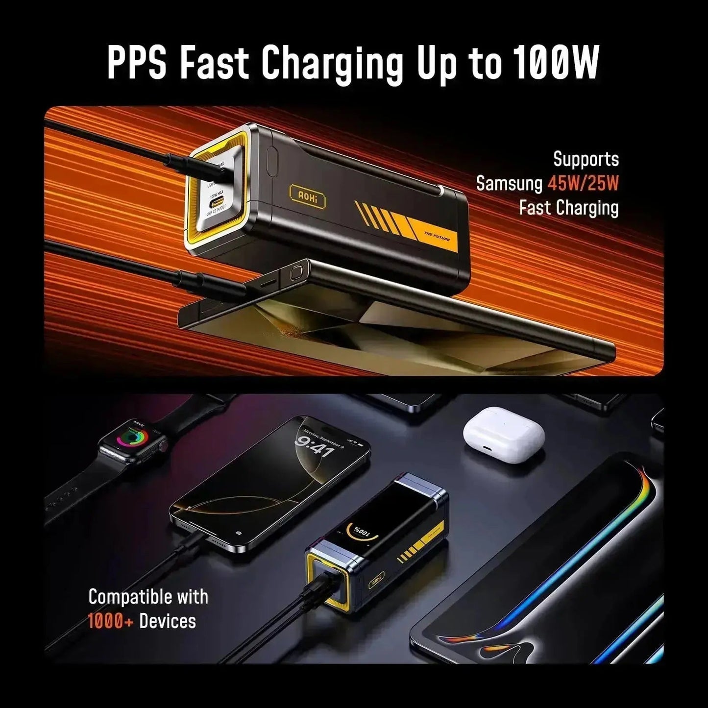 AOHI STARSHIP PRO 210W 10000mAh / 310W 20000mAh PD3.1 Power Bank Dual 140W USB-C Ports Fast Charging Portable Charger with Smart Display