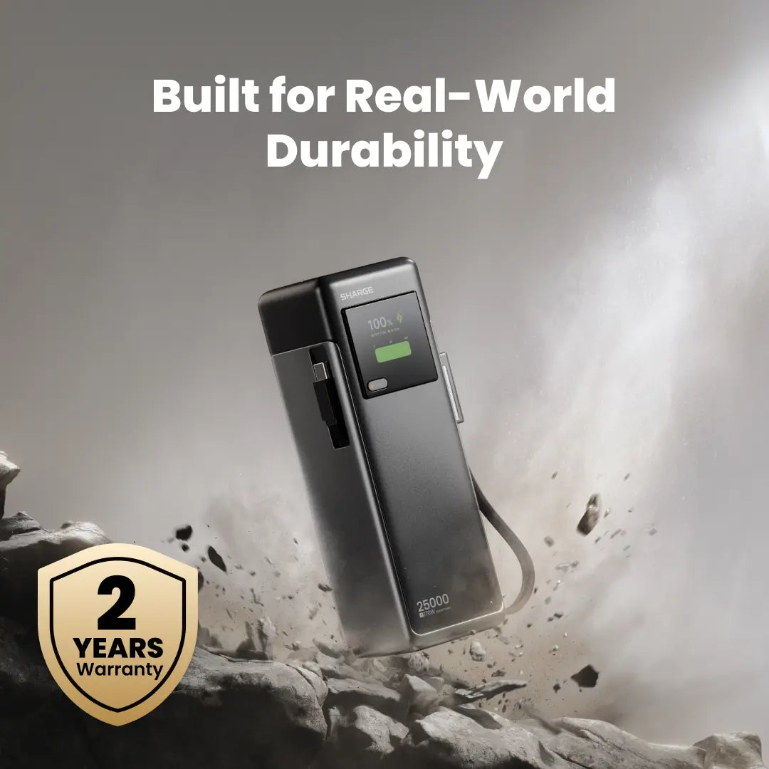 SHARGE HyperTower 170W 25,000mAh Power Bank With Built in 2 CC Cable