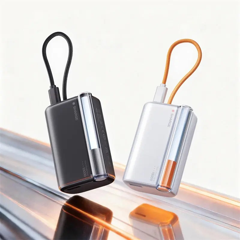 SHARGE Flow 3 45W Portable Power Bank with Built-in Cable,10000mAh