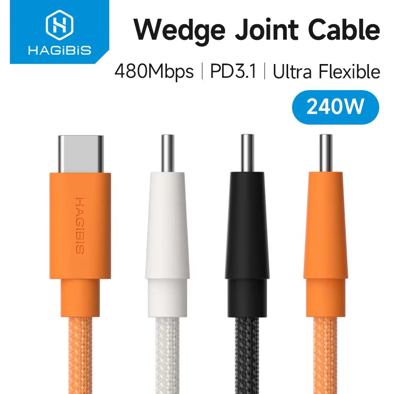 HAGIBIS UAP20A 240W USB-C Fast Charging Cable PD3.1 Braided Wedge