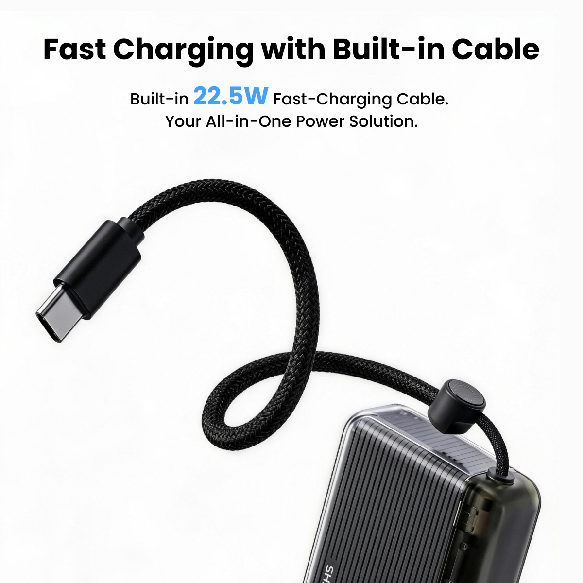 SHARGE P4 Flow Go 36W Power Bank with Build-in Type C Cable, 10000mah, 210g