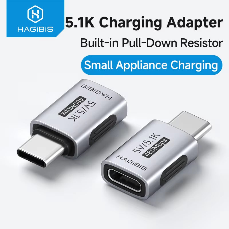 HAGIBIS ZJTN05 USB-C Charging Adapter 5.1K Resistor Charging Only, Grey