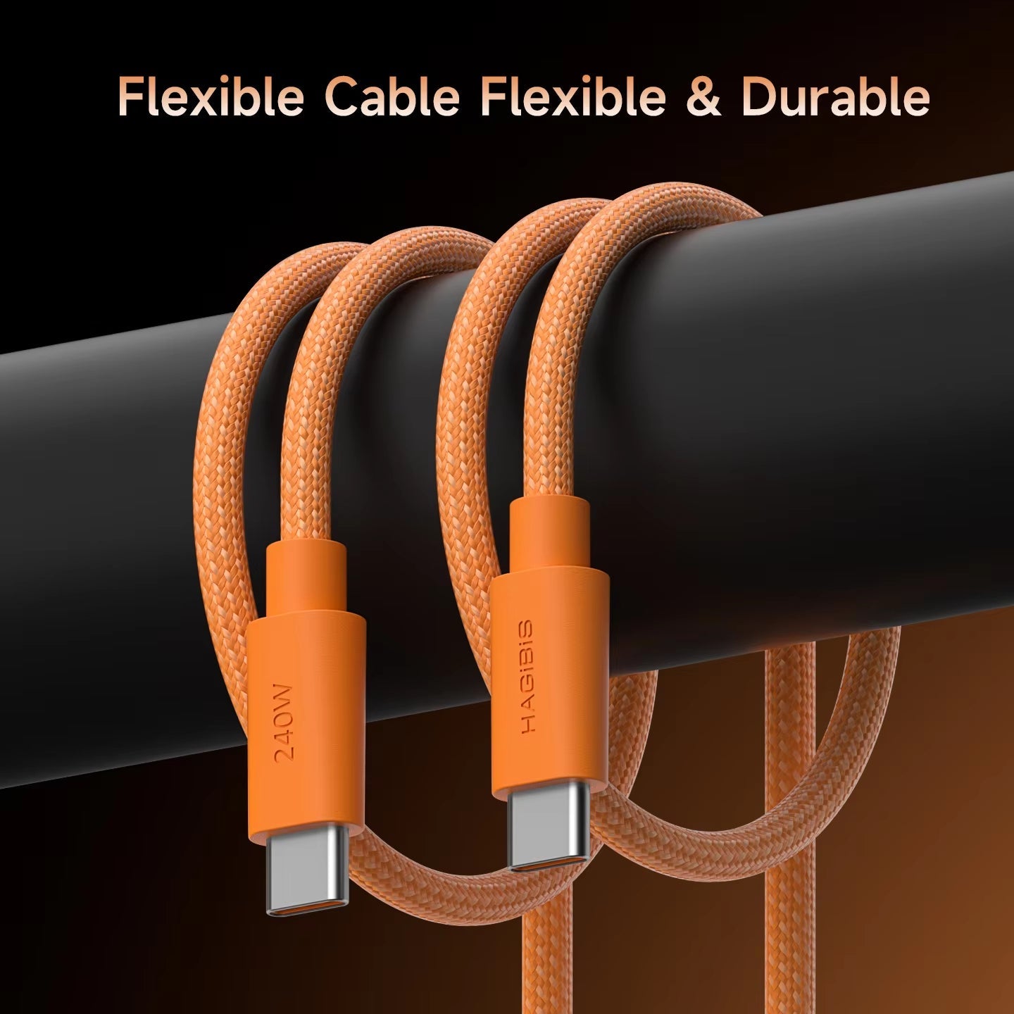 HAGIBIS UAP20A 240W USB-C Fast Charging Cable PD3.1 Braided Wedge