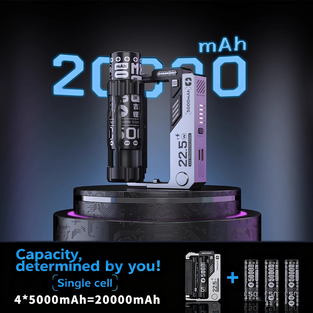 MXD MXD-01 5000mAh Mini Power Bank PD 22.5W, Removable Battery, Dual Cable Fast Charging, Portable Charger