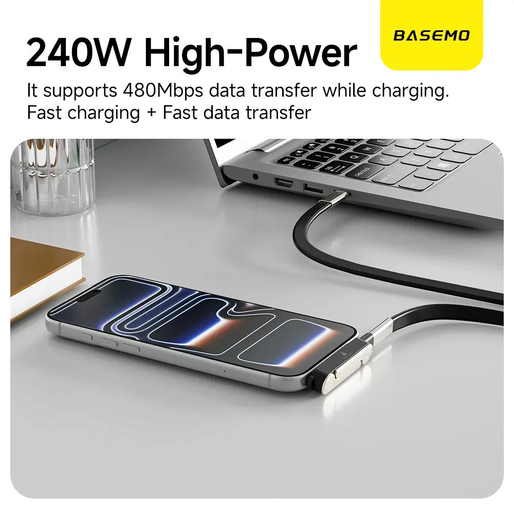 O2W Selection BASEMO X09C 240W C to C Folding Phone Stand Cable,1.5m