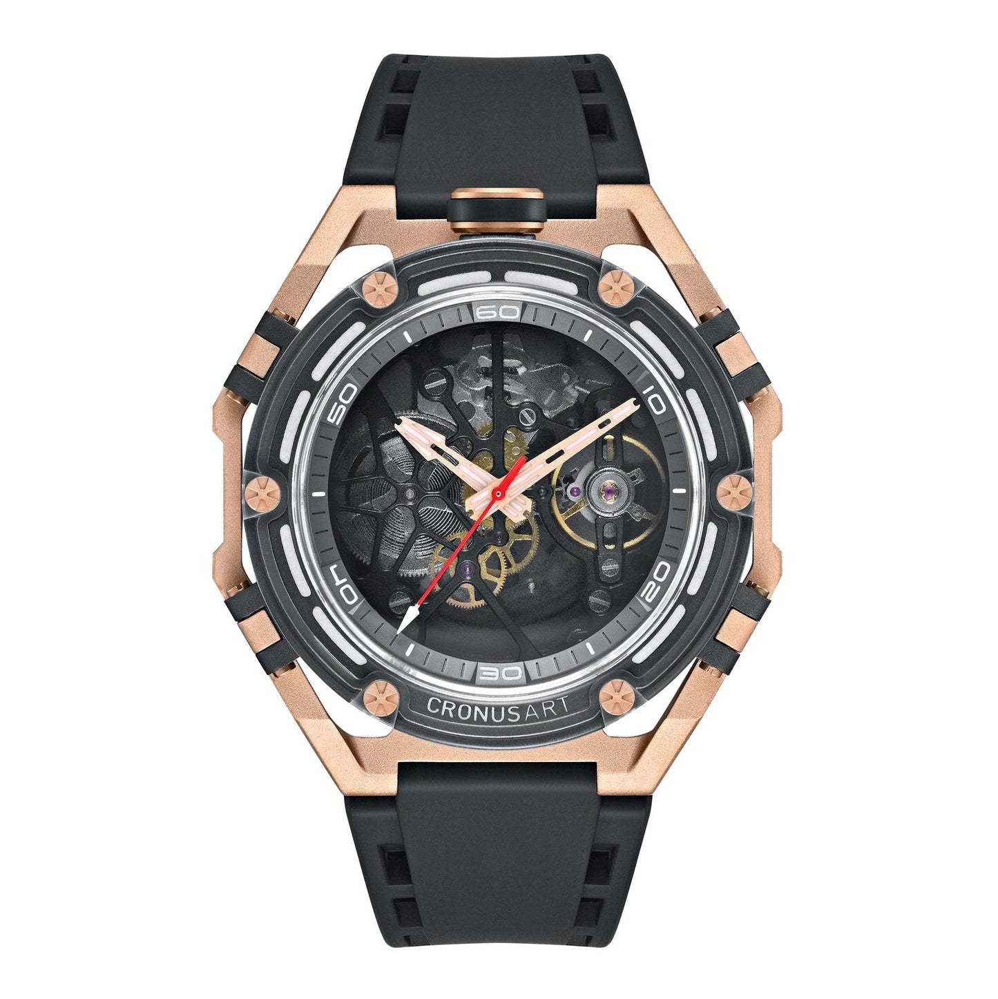 CRONUS ART CM025-011 X-Series Wanderer Obsidian Gold Skeleton Mechanical Watch for Men