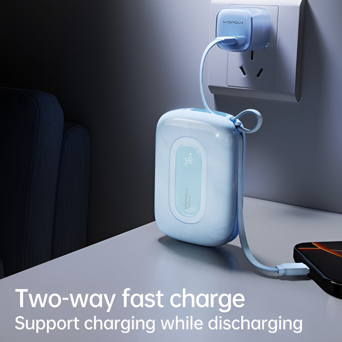 WOPOW SQ73 Mini PowerBank 20000mah With Lightning-Type C Cable