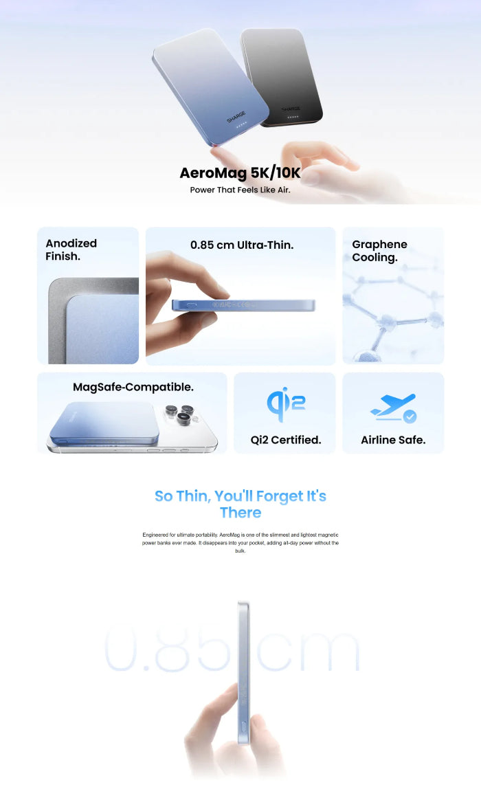 Sharge (Shargeek) M4 AeroMag 5000mAh 15W Qi2 Magnetic Wireless Power Bank