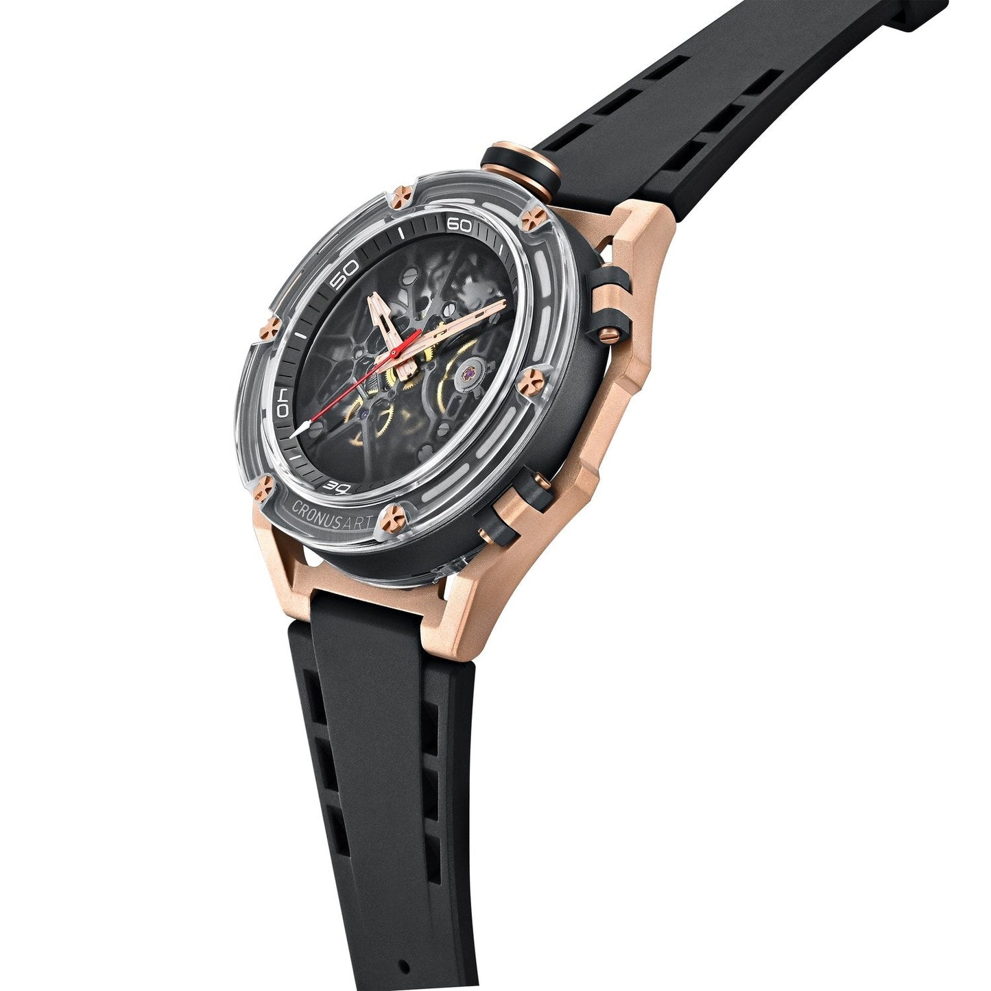 CRONUS ART CM025-011 X-Series Wanderer Obsidian Gold Skeleton Mechanical Watch for Men