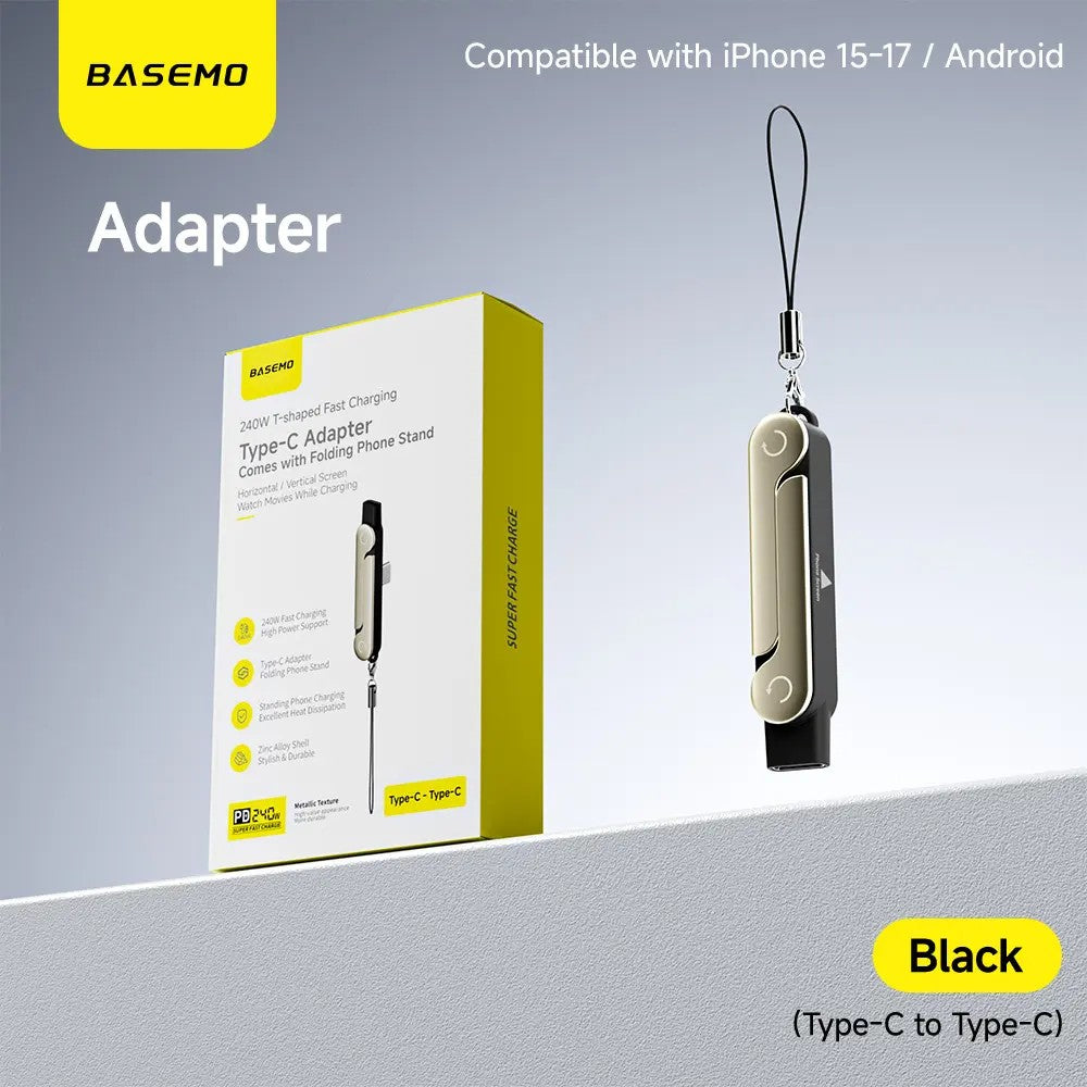 O2W Selection BASEMO X09C 240W C to C Folding Phone Stand Cable,1.5m