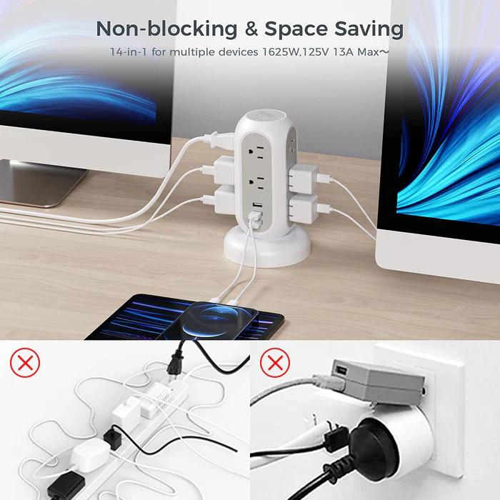 Shop and buy TESSAN 11-in-1 Power Strip Tower with 8 AC Outlets 3 USB Ports Ultra Thin Retractable Extension Cord| Casefactorie® online with great deals and sales prices with fast and safe shipping. Casefactorie is the largest Singapore official authorised retailer for the largest collection of mobile premium accessories.