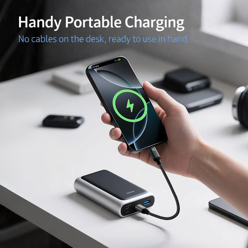Basemo X11B 240W USB-C to USB-C FastCharging Cable 20cm, Aluminum AlloyBraided Magnetic Short Data Cable