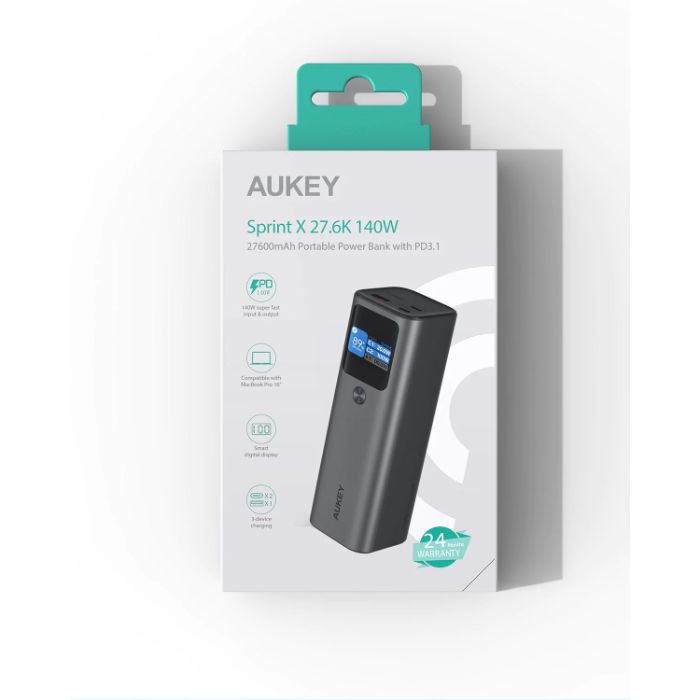 Shop and buy Aukey PB-Y45 Sprint X 27,600mAh 140W USB-C Portable Power Bank Quick Charge PD3.1 & Power Delivery| Casefactorie® online with great deals and sales prices with fast and safe shipping. Casefactorie is the largest Singapore official authorised retailer for the largest collection of mobile premium accessories.
