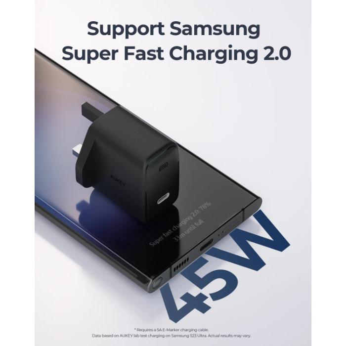 Shop and buy Aukey PA-F4 Swift 45W PD Wall Charger with GaN Power Tech (Supports Samsung Super Fast Charging 2.0)| Casefactorie® online with great deals and sales prices with fast and safe shipping. Casefactorie is the largest Singapore official authorised retailer for the largest collection of mobile premium accessories.
