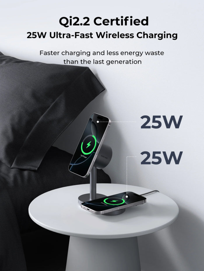 AUKEY LC-MC213 Qi2.2 MagFusion 2X 2-in-1 25W Magnetic Wireless Charging Station