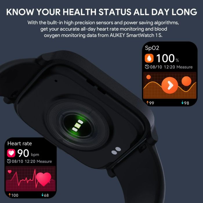 Shop and buy AUKEY SW-1S Talk Smart Watch heart rate blood oxygen sleep monitoring Long battery life workout mode| Casefactorie® online with great deals and sales prices with fast and safe shipping. Casefactorie is the largest Singapore official authorised retailer for the largest collection of mobile premium accessories.