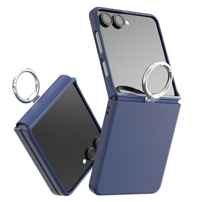 Navy Blue Araree Aero Flex R Case for Samsung Galaxy Z Flip 7 (2025) with ring holder on a white background