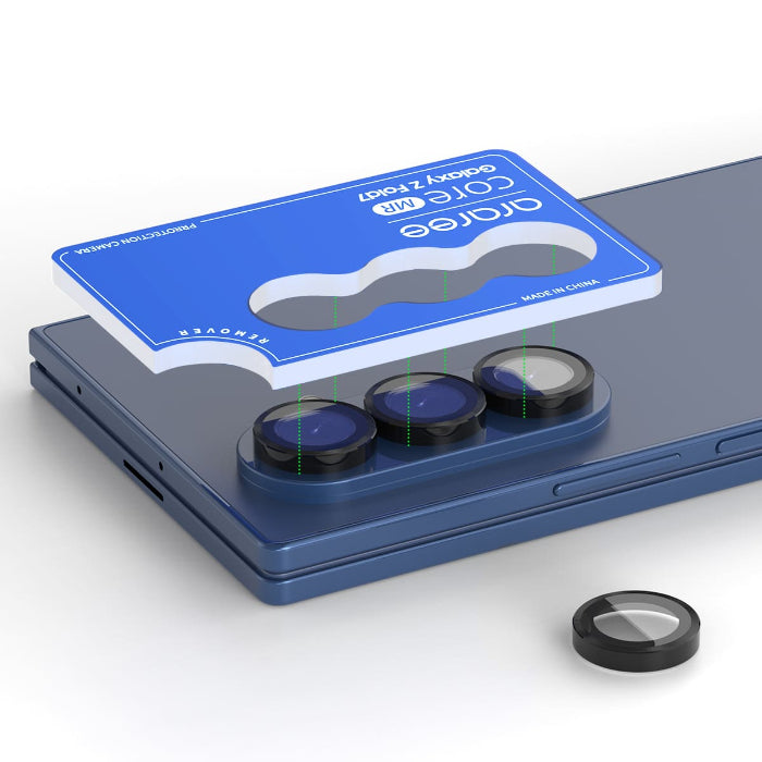 Blue phone case with Araree Core Camera Metal Frame Lens Protector for Samsung Galaxy Z Fold 7 (2025)
 on a white background