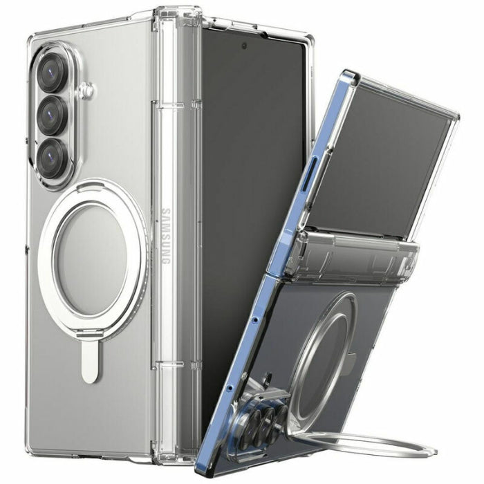 Clear Araree Nukin 360 S Case for Samsung Galaxy Z Fold 7 (2025) with stand feature on a white background