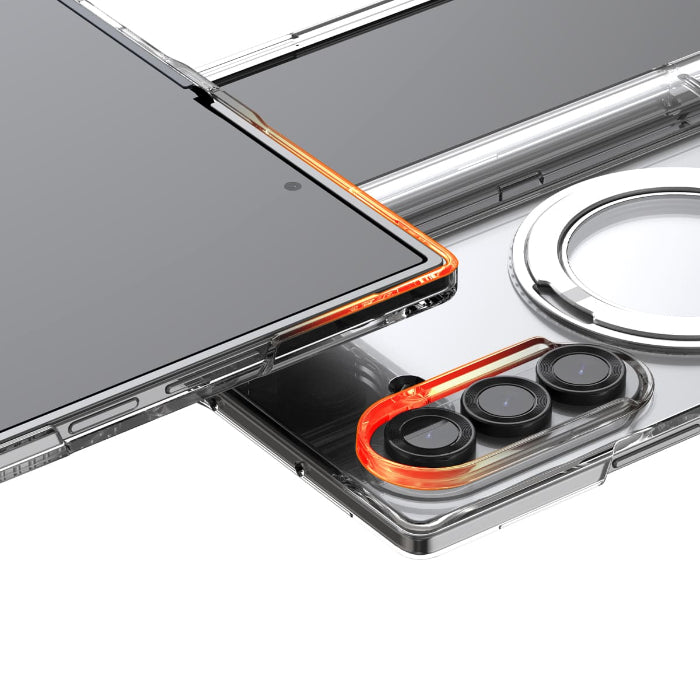 Smartphone with Clear Araree Nukin 360 S Case for Samsung Galaxy Z Fold 7 (2025) showing camera module on a white background